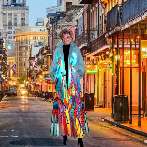 COPY - Swing Coat Hand Painted Multi Color Giraffes